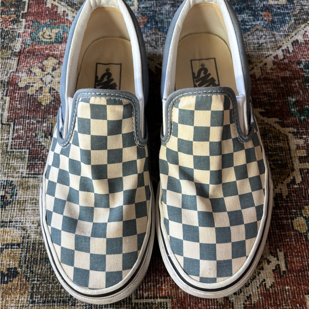 Vans Checkered Slip-On Sneakers - blue and Cream